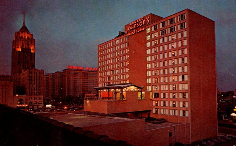 New Center Cinema - Howard Johnsons Building Postcard (newer photo)